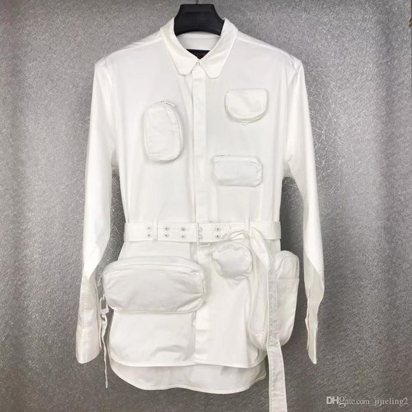 

2019 лето новая мода мужские дизайнерские карманные украшения рубашки китайский размер рубашки ~ топы мужские дизайнерские кнопки с длинным, White;black