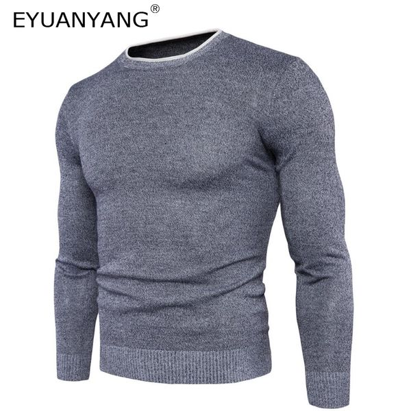 

eyuanyang sweater men stripe slim o-neck brand solid color sweater 2018 winter simple pullover men knitwear sueter hombre ziakzj, White;black