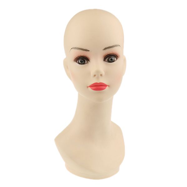 

pvc makeup female mannequin head wigs hat jewelry display cosmetology model, White