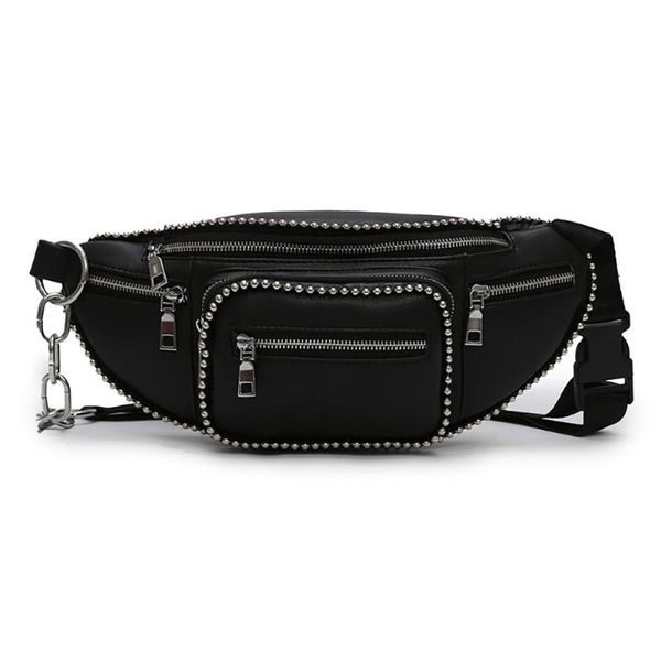 

messenger bag women's wide strap multiple zip pockets waist bag tide shoulder casual female bags cross body bags a1