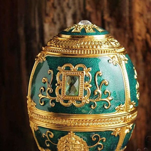 

european painting creative gift ornaments toothpick box castle egg shaped toothpick party gold and green toothpick holders