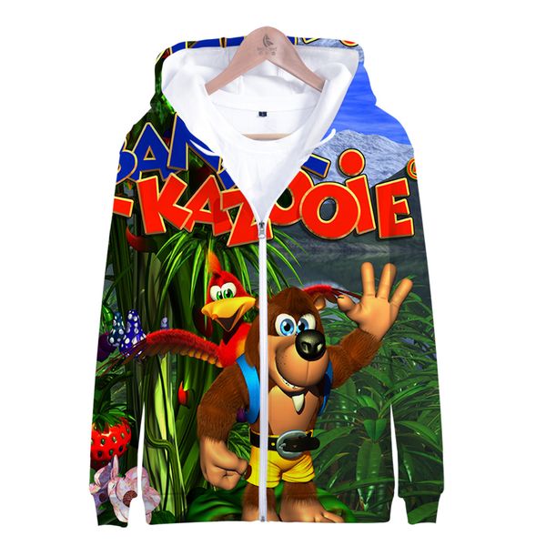 

aikooki anime banjo kazooie 3d zipper hoodies men/women popular casual harajuku print banjo kazooie men's zipper sweatshirts, Black