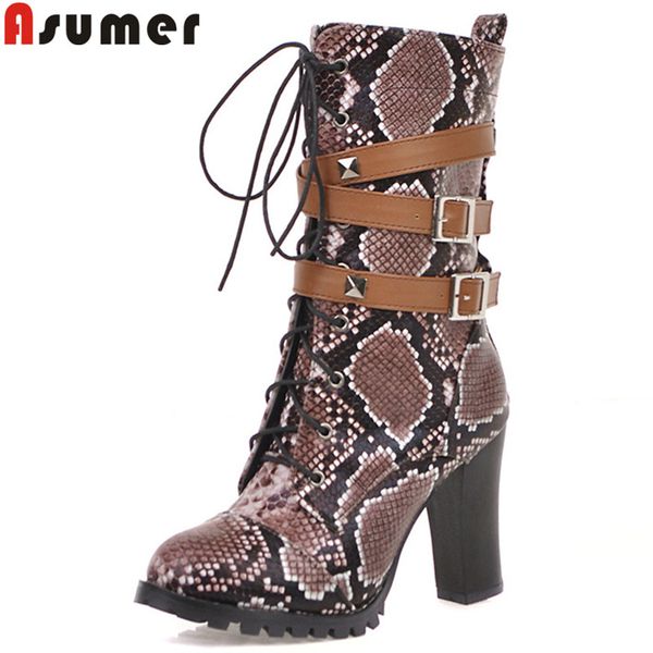 

asumer plus size 34-48 fashion ankle boots women round toe zip autumn winter boots round toe buckle ladies prom 2020 new, Black
