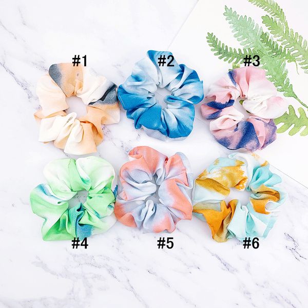 

women tie-dyed hairbands girls colorful scrunchies colon circle hair bands fixed hair girls scrunchy hair circles accessories d3603, Slivery;white