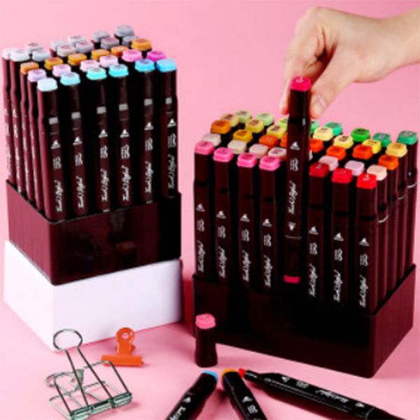 

новые художественные маркеры ручки 204 цвета эскиз спиртовые чернила кисть двойные наконечники профессиональный набор маркеров для рисования