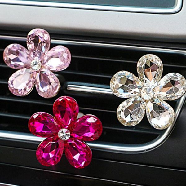 

vodool car interior accessories automobile air conditioner outlet crystal flower decor car ornaments vent perfume decoration