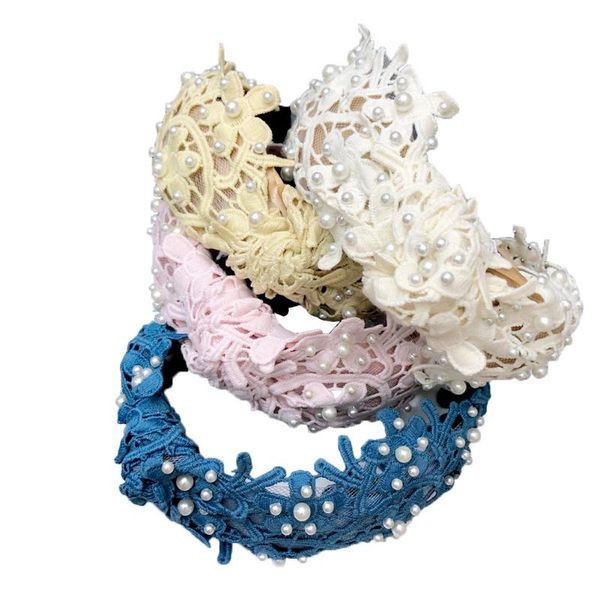 

fashion wide lace mesh headwear women princess elastic hair bands girls hair accessories ladies headband loop, Slivery;white
