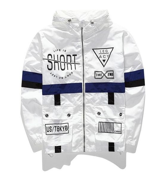 

drop shipping spring autumn young men windbreaker hooded jacket slim thin clothing waterproof us size, Black;brown
