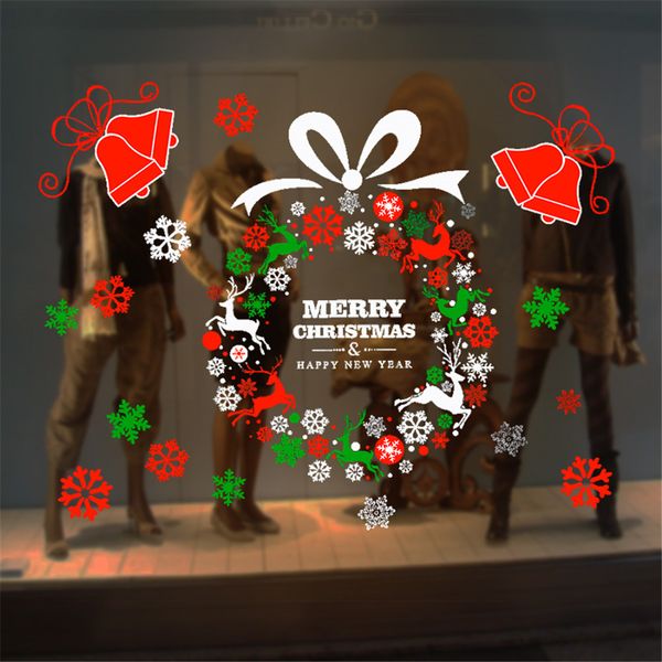Christmas Wreath Glass Electrostatic Stickers Glass Door Window