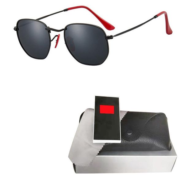 

fashion sunglasses women brand designer small frame polygon sunglasses men vintage sun glasses hexagon metal frame with box and case, White;black