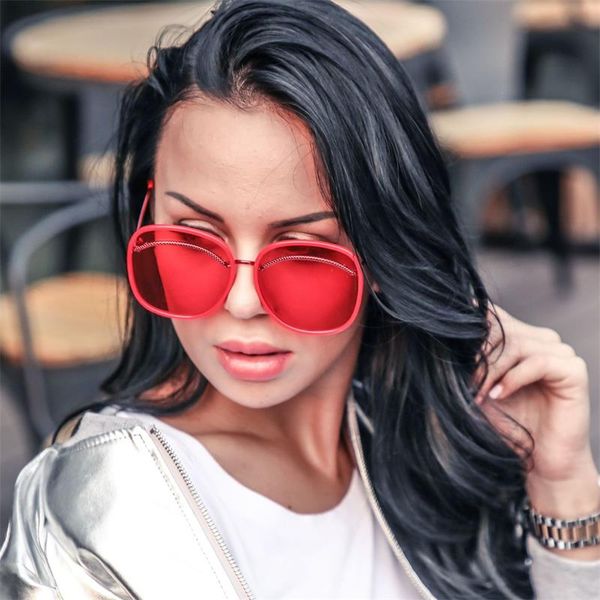 

oversized shades for women square fashion sunglasses brand woman retro round sun glasses for ladies red clear glasses women, White;black