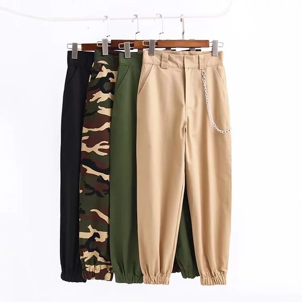 

fashion 2019 military camouflage pants women army black high waist loose camo pants trousers street jogger sweatpants, Black;white