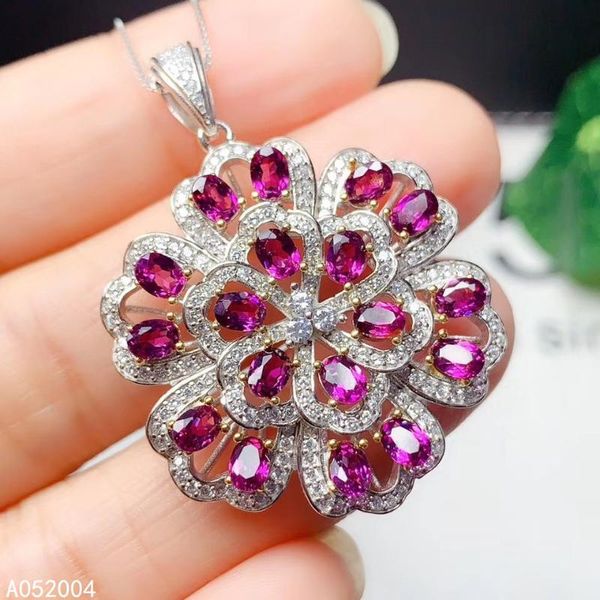 

kjjeaxcmy fine jewelry 925 sterling silver inlaid natural garnet female pendant necklace support test selling