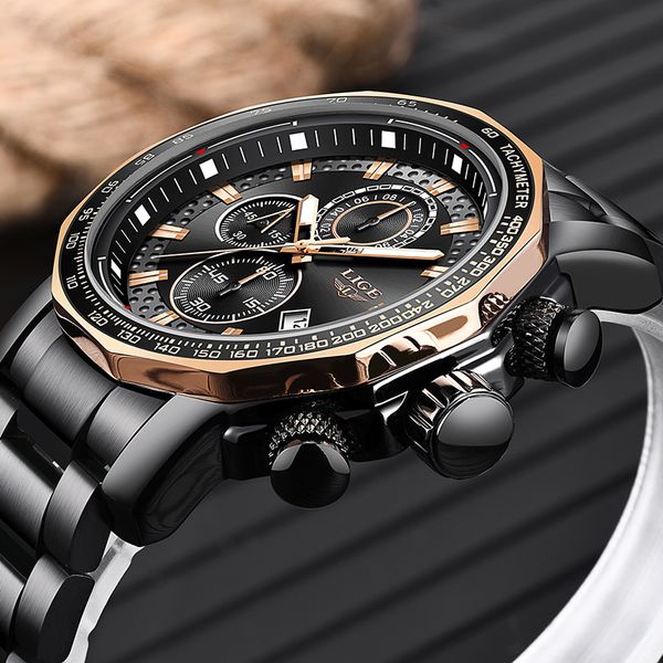 

reloje lige watch men sport waterproof analogue quartz men watches date business clock erkek kol saati, Slivery;brown