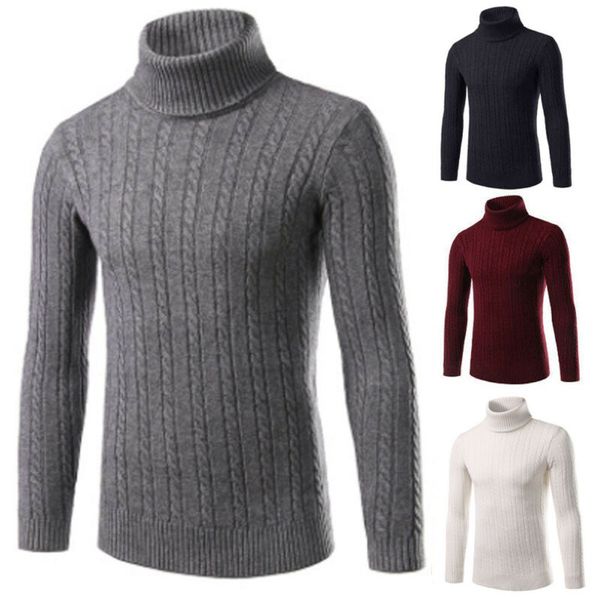 

men roll turtleneck winter sweater warm pullover long sleeve slim knitted solid autumn sweaters hot, White;black