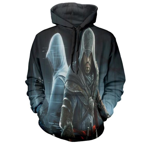 

3d hoodies , assassin's printing hoodies autumn men women casual hoodie teen street clothing uniform, White;black