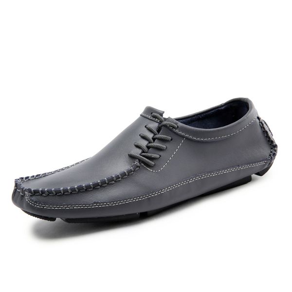 

men casual shoes soft leather men's driving shoes design handmade chaussure homme male loafers big size, Black