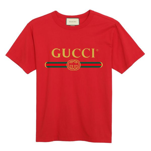 

19f spring and summer classic red and green stripe print men's short sleeve t-shirt black and white pink women designer cotton