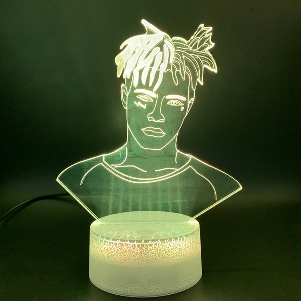 

led night light celebrity singer xxxtentacion figure nightlight for study room office decor light jahseh dwayne onfroy 3d lamp