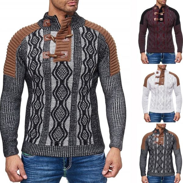 

men's sweater knitted shawl turtleneck sweater pullover winter hip hop streetwear long sleeve man's sweaters, White;black