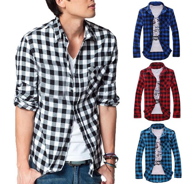

men 's loose plaid shirt casual jacket student shirt plaid long sleeve spring and autumn loose color matching male, White;black