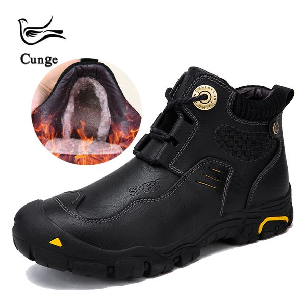 

cunge winter men's boots casual leather shoes for men martins boots hiking shoes waterproof tactical warm shoe work