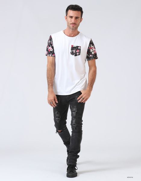 

mens designer t shirt short sleeve round neck printing personality men t shirth4qx, White;black