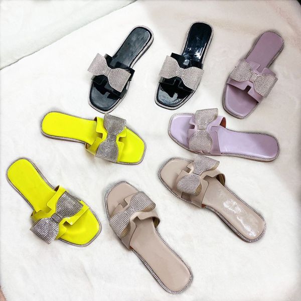 

women bling bow slipper flat shoes female bowtie slipper casual female shoes woman 2020 slippers transparent crystal fashion pu, Black