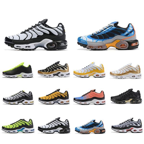 

2019 New TN Men Running Shoes Triple Black Yellow Green Outdoor Mens Trainer Sports Sneakers Zapatos Sneakers 40-46