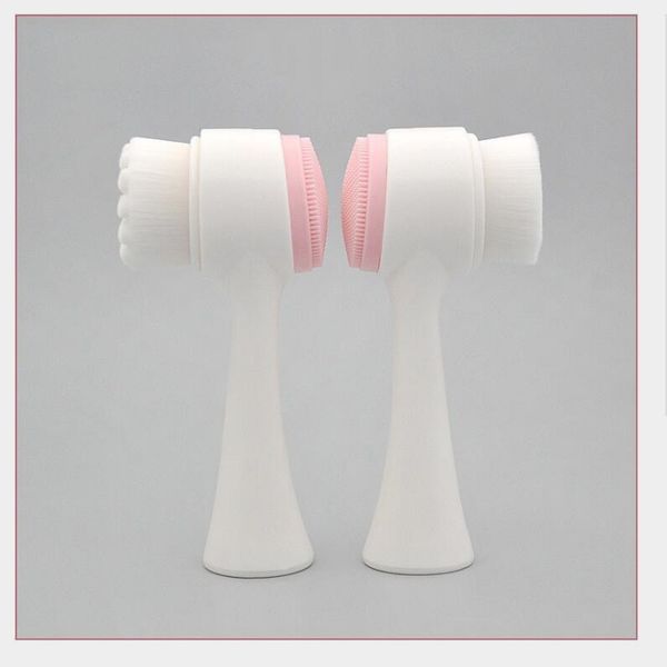 

manual double head silica gel facial brush facial cleanser brush pvc box cleaning blackhead makeup beauty tool