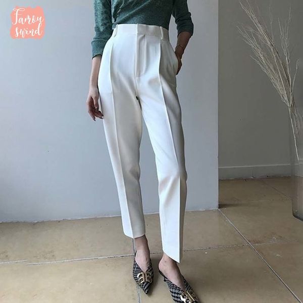 

casual high waist for trousers women zipper pockets ankle length harem pants large sizes fashion autumn, Black;white