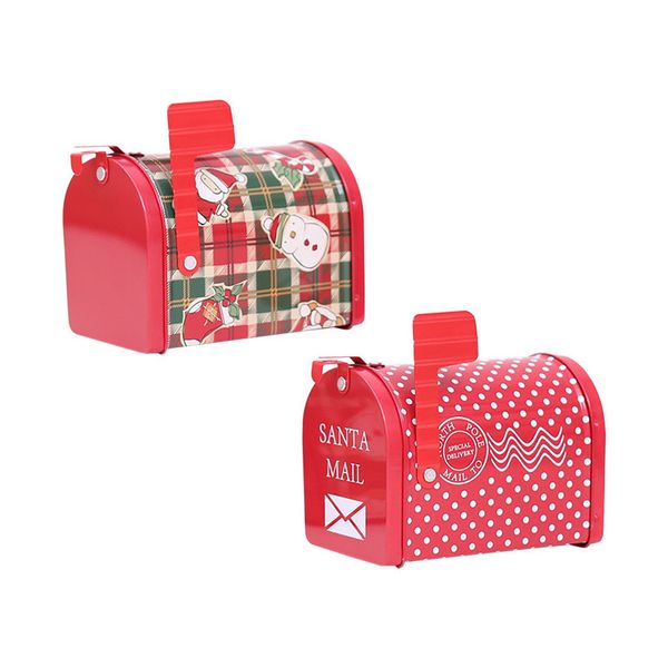 Caixa de Natal Caixa de Correio dos doces Xmas Crianças doces do presente Tin Box Mailbox Caso Papai Noel Boneco Impresso Doce recipiente de armazenamento