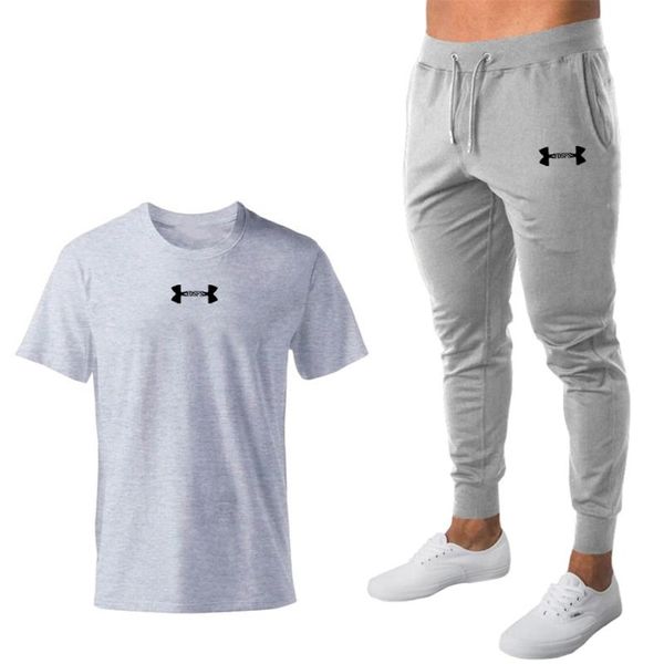 

sportswear men's summer casual sweatshirt quick dry tracksuit 2020 new men's fashion men two piece t-shirt+trousers running set, Black;blue