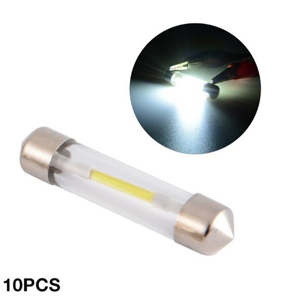 

10pcs 31/36/39/41mm white led bulb cob car interior bulbs glass reading light lamp