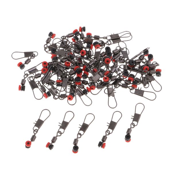

50 pieces fishing barrel rolling swivels with interlock snaps connectors high strength corrosion resistance