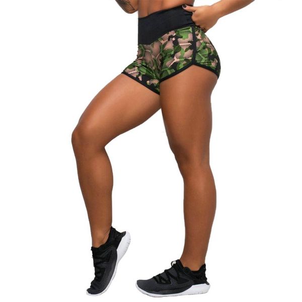 

yoga outfits women's shorts high waist honeycomb camouflage print ultra short tight sports pants patchwork fitness 2021, White;red