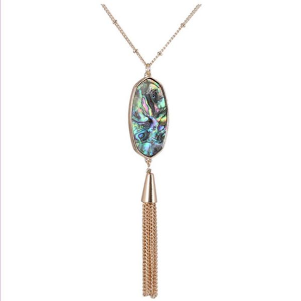 

wholesale 10 pcs gold plated oval shape pendant many colors alloy necklace with tassels fashion jewelry, Silver
