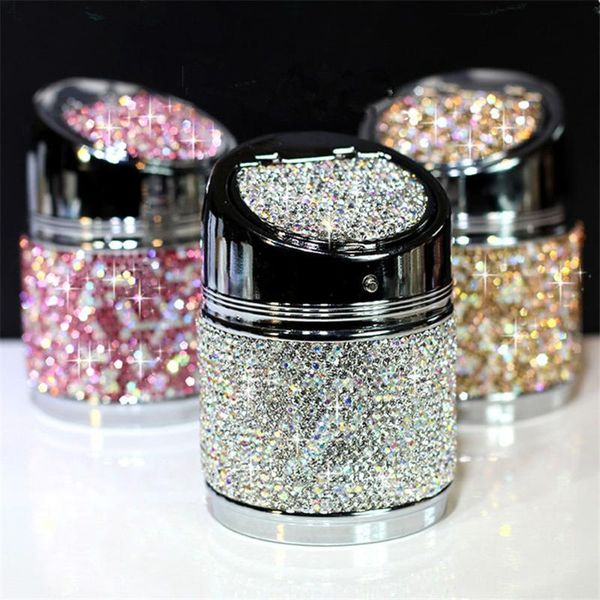 

luxury auto cigarette ash holder cup crystal bling ashtray with cover for car great gift for women girls