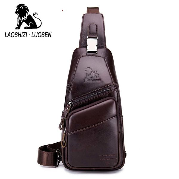 

laoshizi марка sling chest пакет из натуральной кожи crossbody сумки на ремне мужчин коровьей сумка сумки zipper casual