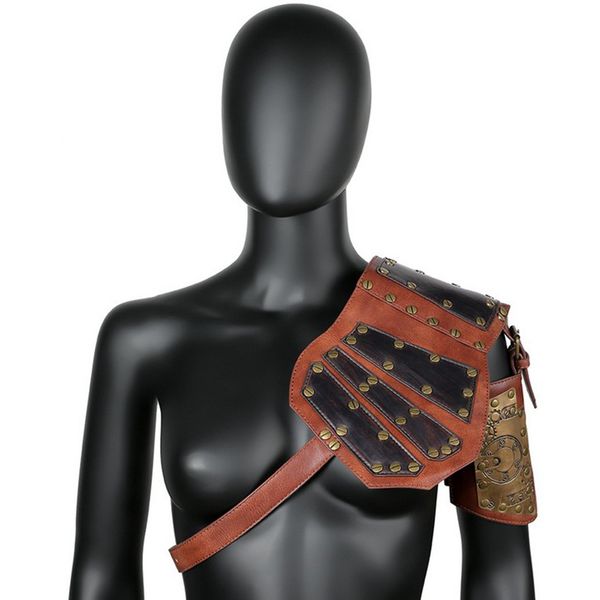 

shoulder chest harness with steampunk rivets cosplay costume costume, Black
