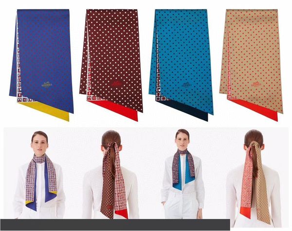

fashion luxury scarf silk hair fashion woman tie bag handle ribbon hairband shawl scarf headscarf scarves wristband bracelet 20*160cmcm, Blue;gray