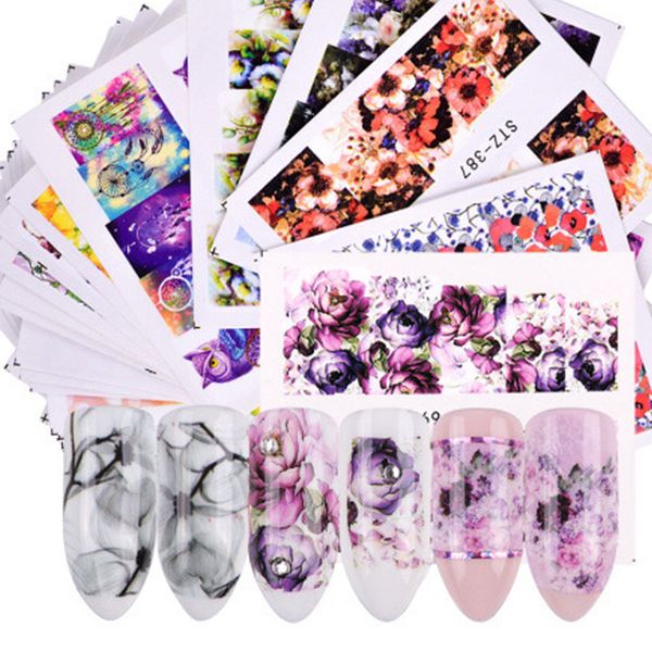 

2018 new 24/40sheets printed nail decals environmental friendly nail art stickers full decor diy tip tools, Black