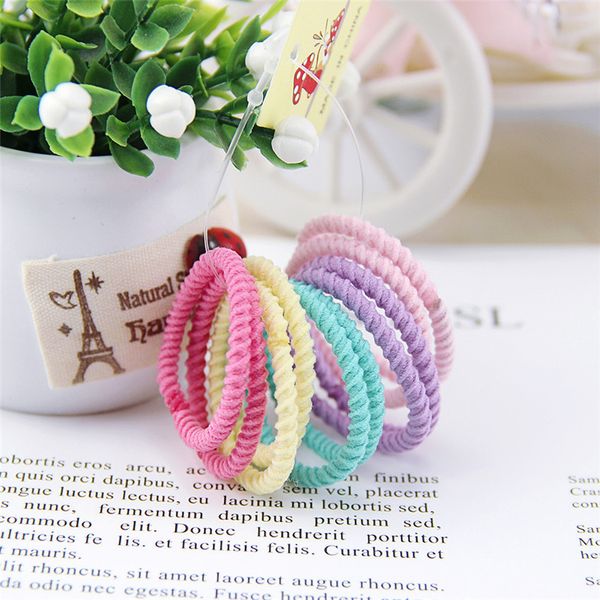 

ins baby girls macaroon candy color elastic hair bands children rubber band hairband scrunchie kids hair rope accessories 10pcs/pack e3605, Slivery;white