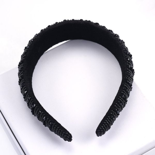 

luxury crystal rhinestone beaded hairbands women wedding bridal statement headband jewelry girls female hair hoop, Golden;white