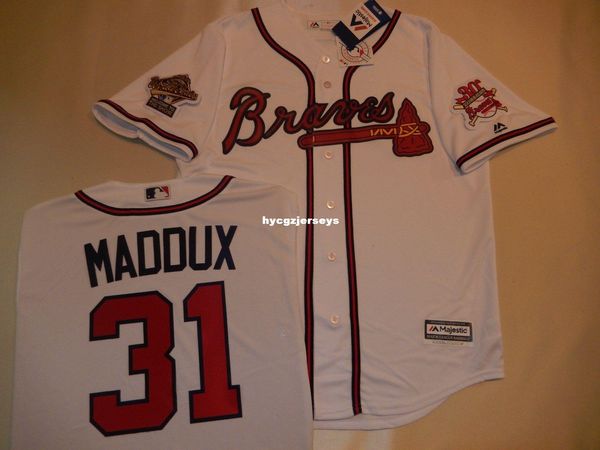 

baseball 1995 ab #31 maddux shirt jersey new white mens stitched jerseys big and tall size xs-6xl for sale, Black;blue