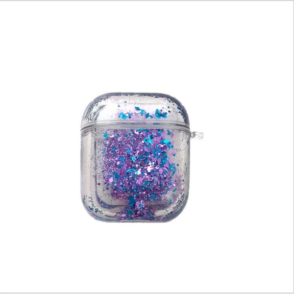 

quicksand sparkle case cover for airpods 2/1 wireless bluetooth earphone hard pc glitter protective shell