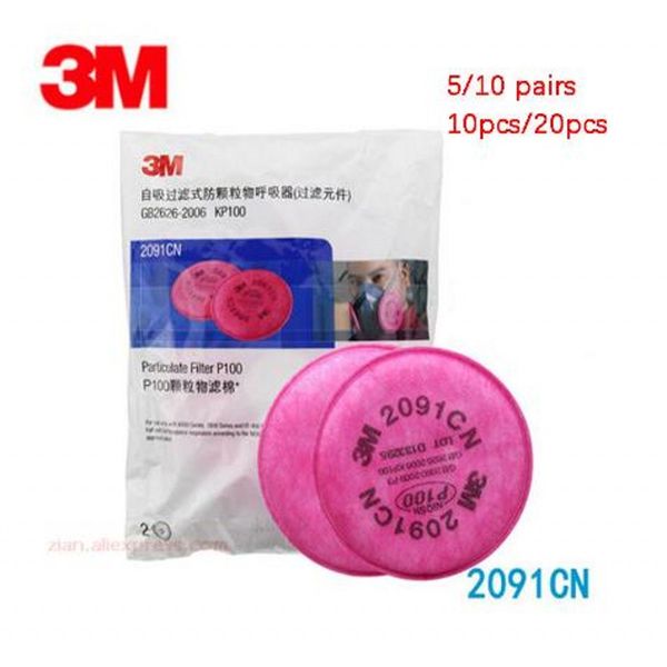 

2/10 / 20шт 3М 2091 сажевый фильтр хлопок P100 можно использовать с противогазом 6200 7502 6800 Антипылевой респиратор Оригинал