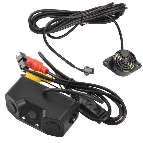 

3 in 1 car parking sensors with backup rear camera no drill no damage to car led light sensor detector buzzer alarm park