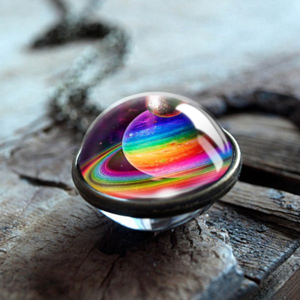 

Hot sale in Europe and America Charm Duplex Planet Crystal Stars Ball Glass Solar system universe Starry pendant necklace For Gift 9pcs/lots