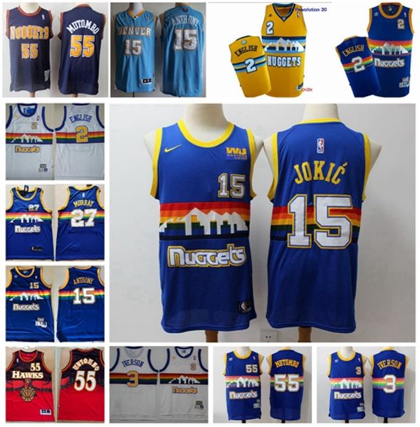 

vintage 15 nikola jokic denver nuggets 55 dikembe mutombo 15 carmelo anthony 27 jamal murray allen iverson alex english jersey